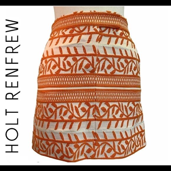HOLT Renfrew orange cream skirt size 0 - Picture 1 of 6